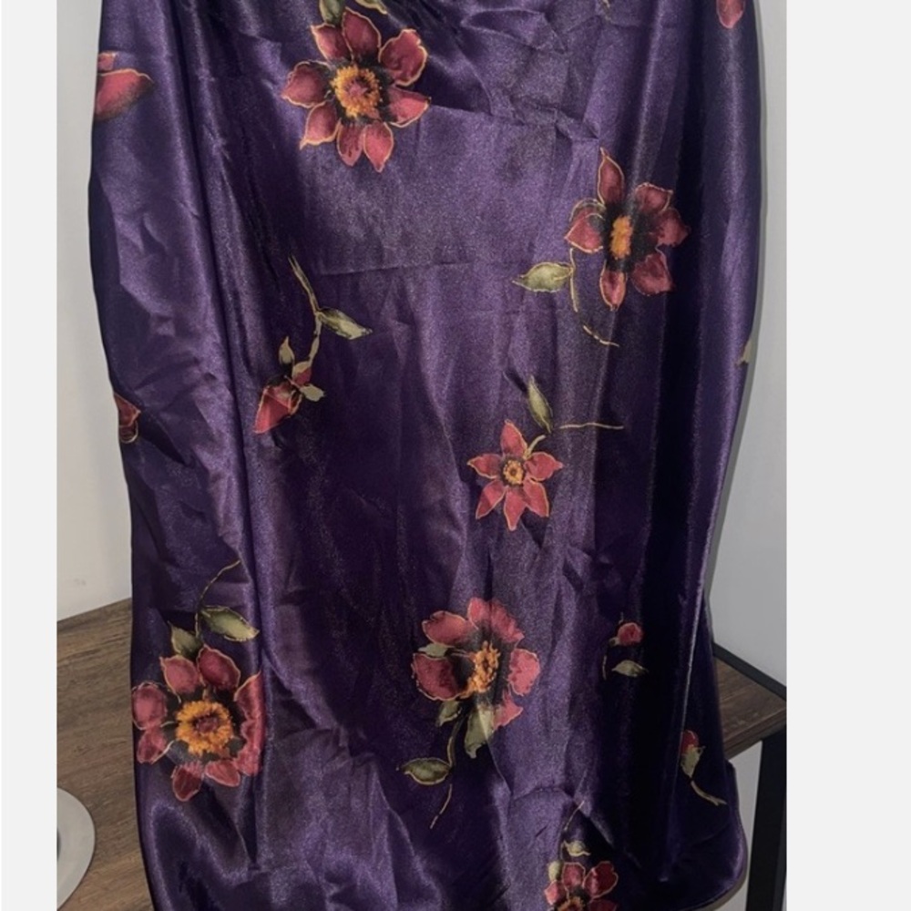 Delicates Purple Floral Satin Skirt